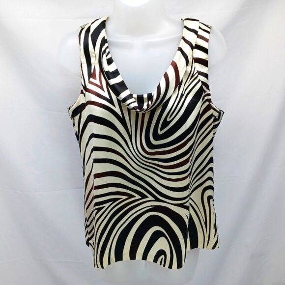 The Limited Tops - The Limited Shirkey Parwey Zebra Print Sleeveless Top Blouse Womans M Drape Neck
